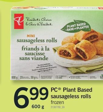 Fortinos Pc plant based sausageless rolls offer