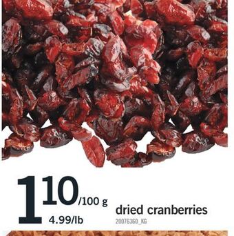 Fortinos Dried cranberries offer