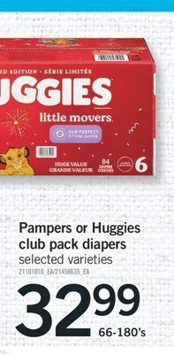 Fortinos Pampers or huggies club pack diapers offer