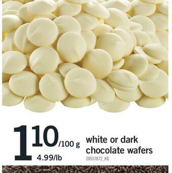 Fortinos White or dark chocolate wafers offer