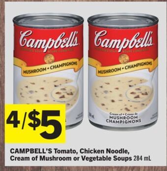 Foodland Campbell's tomato, chicken noodle, cream of mushroom or vegetable soups 284 ml offer