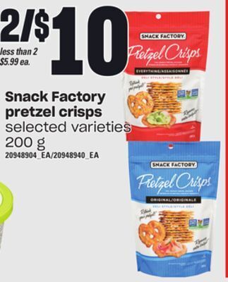 Independent Grocer Snack factory pretzel crisps, 200 g offer