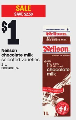 Independent Grocer Neilson chocolate milk, 1 l offer