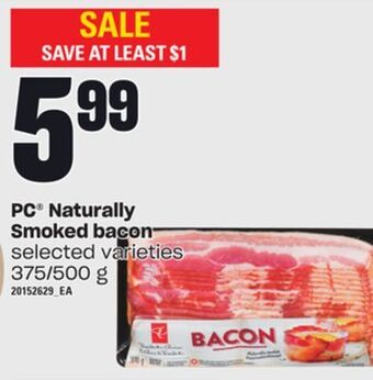 Independent Grocer Pc naturally smoked bacon, 375/500 g offer