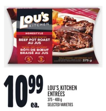 Metro Lou's kitchen entrées offer