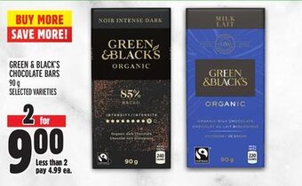 Metro Green & black's chocolate bars offer