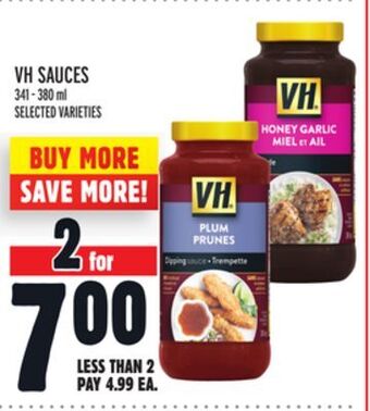 Metro Vh sauces offer