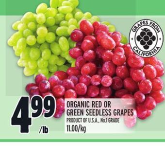 Metro Organic red or green seedless grapes offer
