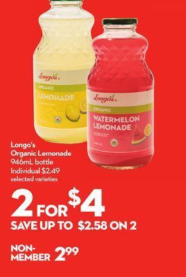 Longo's Longo's organic lemonade offer