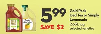 Longo's Gold peak iced tea or simply lemonade offer