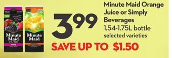 Longo's Minute maid orange juice or simply beverages offer