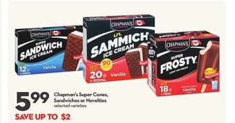 Longo's Chapman's super cones, sandwiches or novelties offer