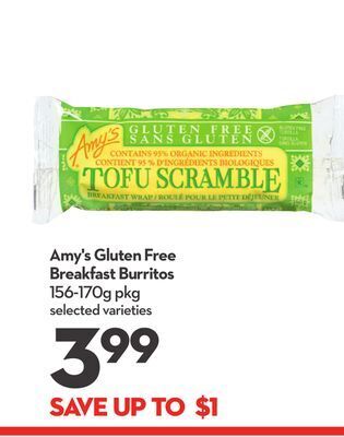 Longo's Amy's gluten free breakfast burritos offer