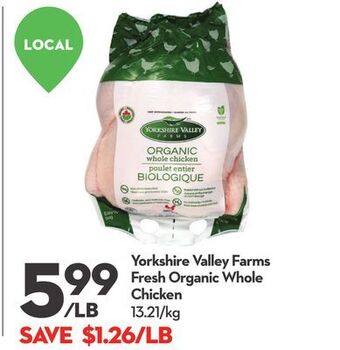 Longo's Yorkshire valley farms fresh organic whole chicken offer