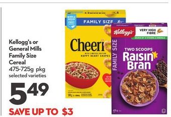 Longo's Kellogg's or general mills family size cereal offer