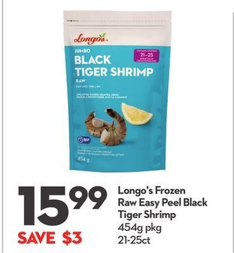 Longo's Longo's frozen raw easy peel black tiger shrimp offer