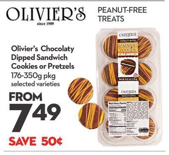 Longo's Olivier's chocolaty dipped sandwich cookies or pretzels offer