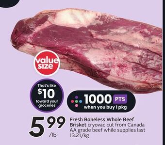 Sobeys Fresh boneless whole beef brisket offer