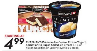 Sobeys Premium ice cream, frozen yogurt, sorbet or no sugar added ice cream offer