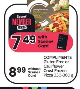 Sobeys Gluten free or cauliflower crust frozen pizza offer