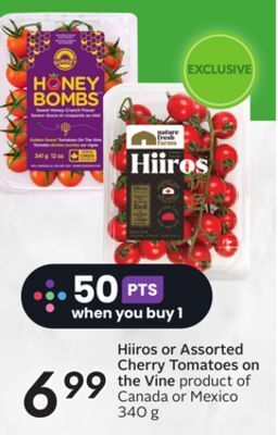 Sobeys Hiiros or assorted cherry tomatoes on the vine offer