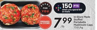 Sobeys In-store made stuffed portabella mushroom caps offer