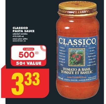 No Frills Classico pasta sauce, 410/650 ml offer