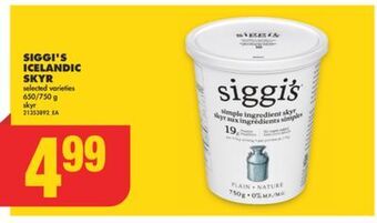 No Frills Siggi's icelandic skyr, 650/750 g offer
