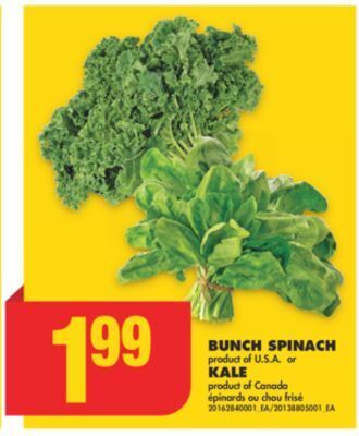 No Frills Bunch spinach or kale offer
