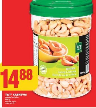 No Frills T&t cashews, 800 g offer