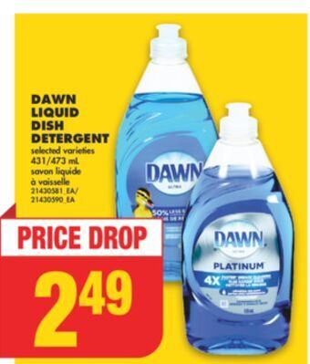 No Frills Dawn liquid dish detergent, 431/473 ml offer