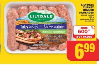 No Frills Lilydale turkey dinner sausages, 500 g offer