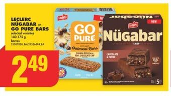 No Frills Leclerc nügabar or go pure bars, 140-175 g offer