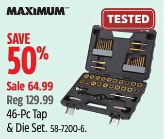 Canadian Tire Maximum 46-pc tap & die set offer