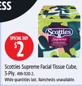 Canadian Tire Scotties supreme facial tissue cube, 3-ply offer