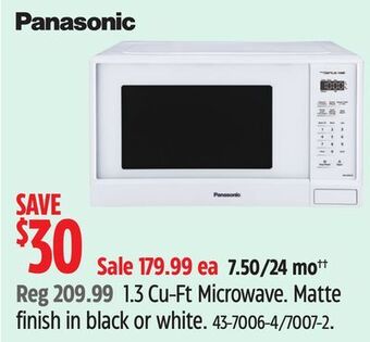Canadian Tire Panasonic 1.3 cu-ft microwave offer
