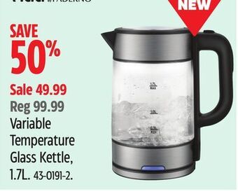 Canadian Tire Vida by paderno variable temperature glass kettle, 1.7l offer