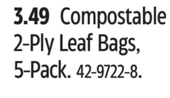 Canadian Tire Compostable 2-ply leaf bags, 5-pack offer