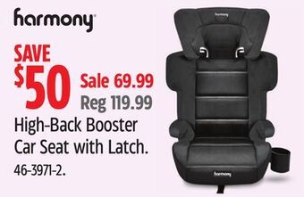 Canadian Tire Harmony high-back booster car seat with latch offer