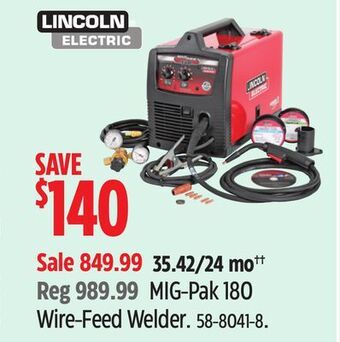 Canadian Tire Lincoln electric mig-pak 180 wire-feed welder offer