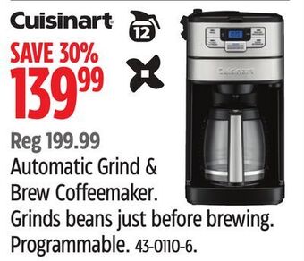 Canadian Tire Cuisinart automatic grind & brew coffeemaker offer