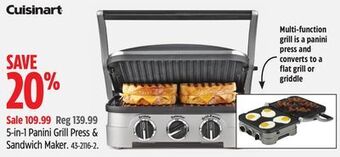 Canadian Tire Cuisinart 5-in-1 panini grill press & sandwich maker offer