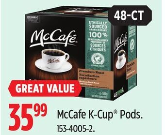 Canadian Tire Keurig mccafe k-cup pods offer