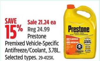Canadian Tire Prestone premixed vehicle-specific antifreeze/coolant, 3.78l offer