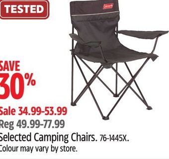 Canadian Tire Coleman selected camping chairs offer