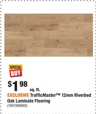 Home Depot Exclusive trafficmaster 12mm riverbed oak laminate flooring offer