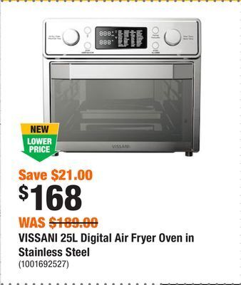Home Depot Vissani 25l digital air fryer oven in stainless steel offer