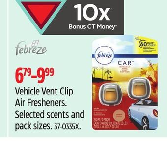 Canadian Tire Febreze vehicle vent clip air fresheners offer