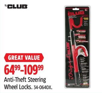 Canadian Tire The club anti-theft steering wheel locks offer