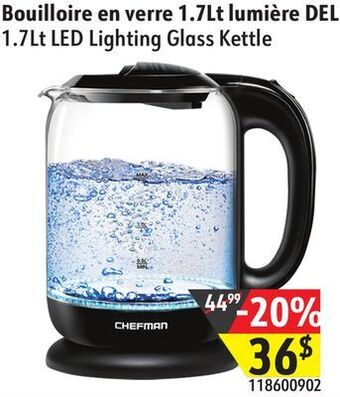 Sushi Shop Chefman 1.7lt led lighting glass kettle offer